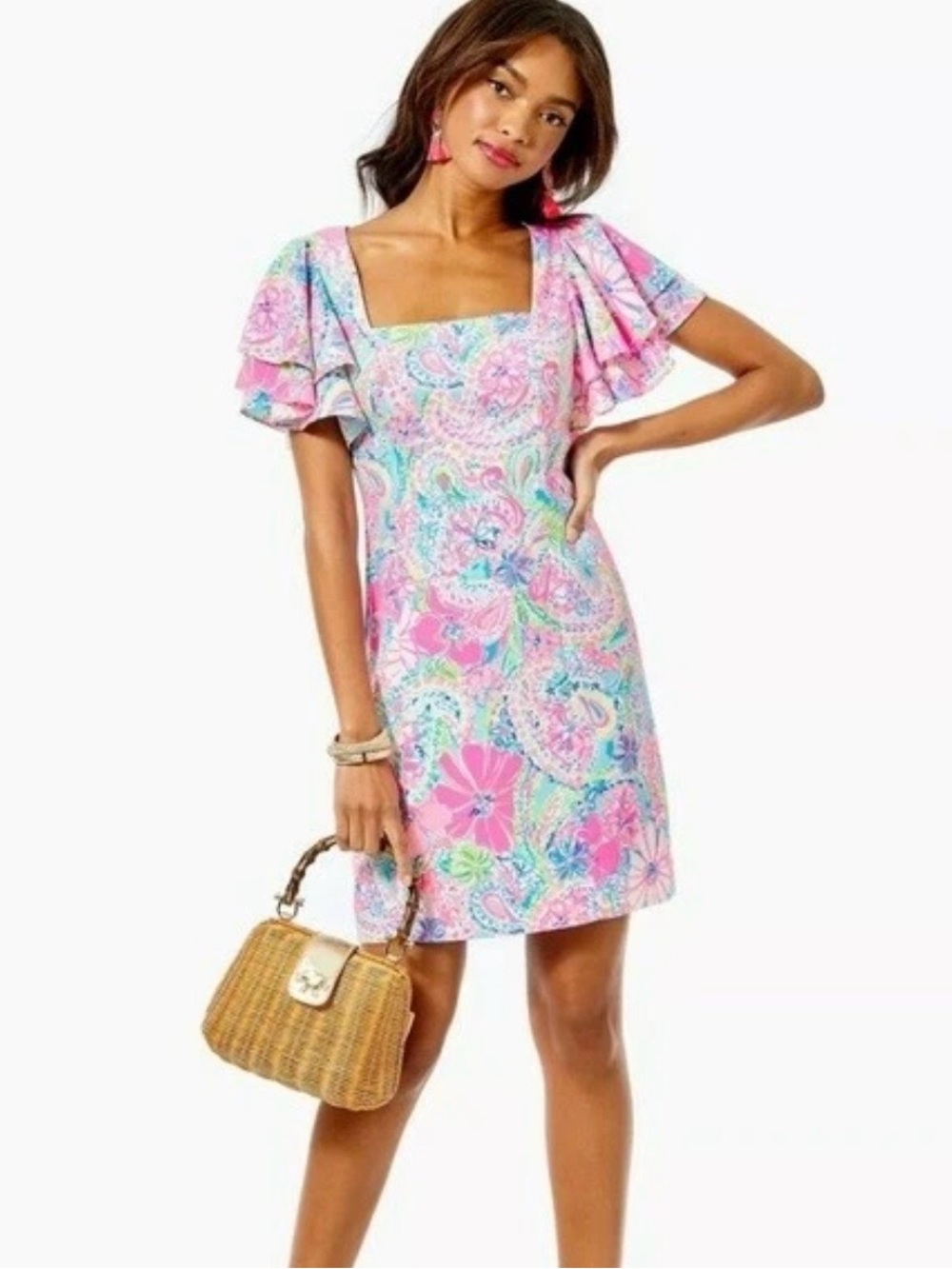 Lilly Pulitzer Anniston Stretch Dress - Size 8 - Multi Flock Full of Fun